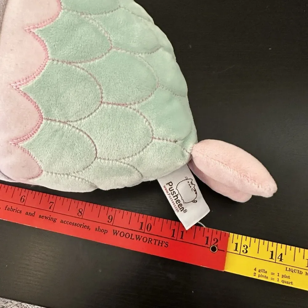 Gund Pusheen Mermaid w/Star Plush‎ Stuffed Animal Cat Green Pink Grey 13”